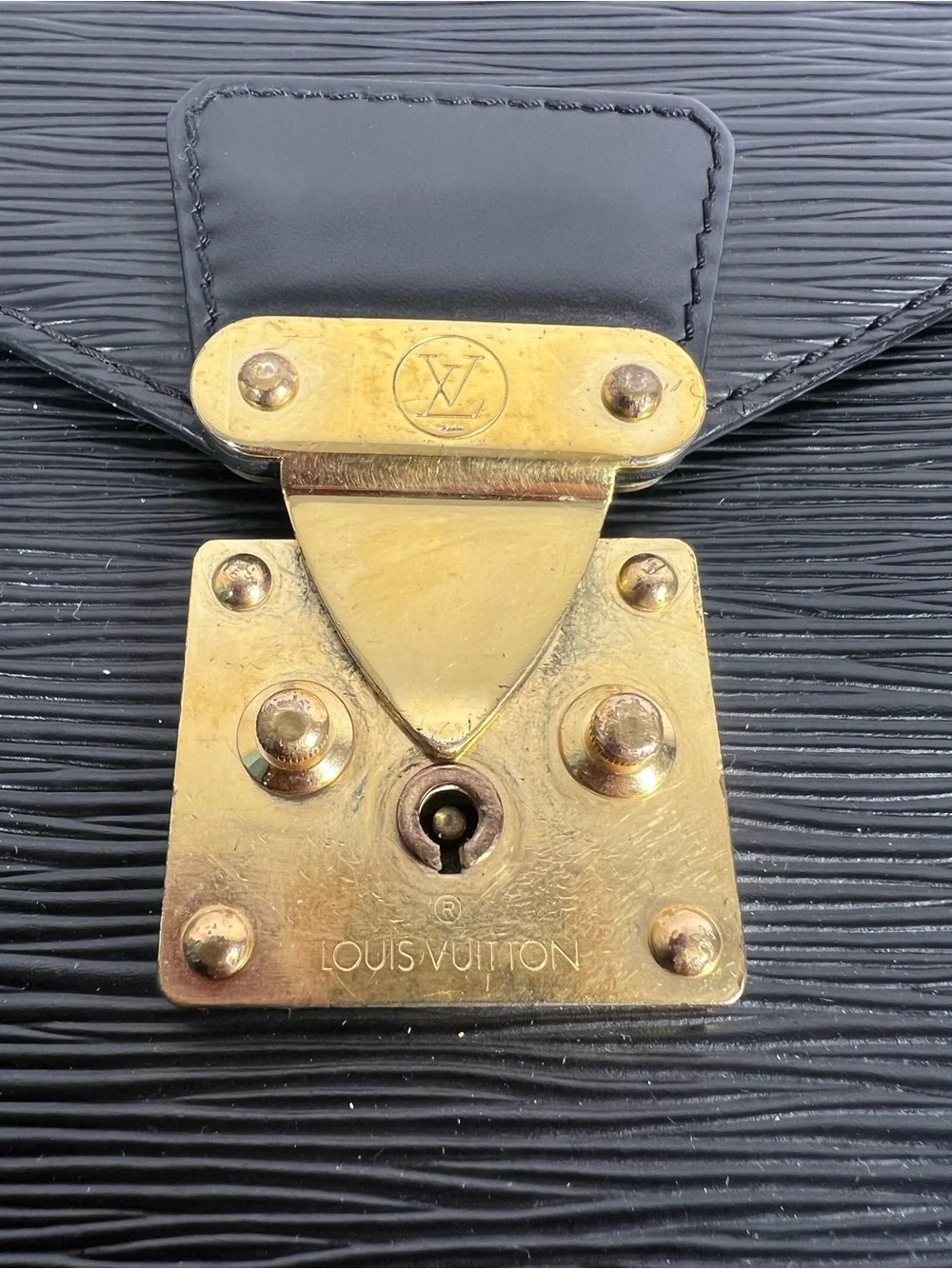 3093: Louis Vuitton Epi Serviette Ambassadeur Briefcase Black Leather